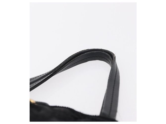 Borsa a mano Salvatore Ferragamo Gancini Nylon Nero Tono Oro Auth BA16145 - vista 8