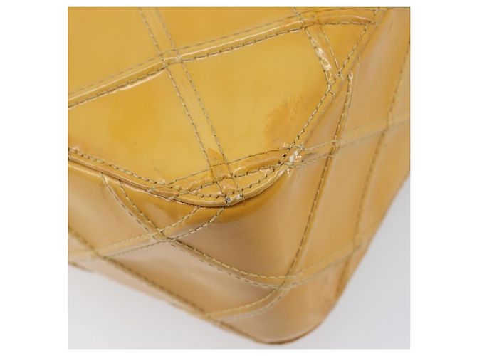 Borsa a tracolla CHANEL Matelasse Pelle verniciata Giallo Argento CC Auth bs37322 - vista 17