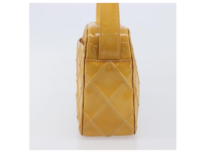 Borsa a tracolla CHANEL Matelasse Pelle verniciata Giallo Argento CC Auth bs37322 - vista 4