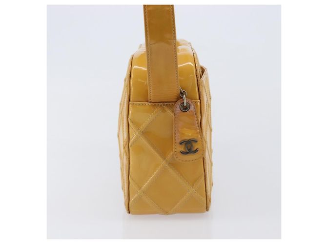 Borsa a tracolla CHANEL Matelasse Pelle verniciata Giallo Argento CC Auth bs37322 - vista 5