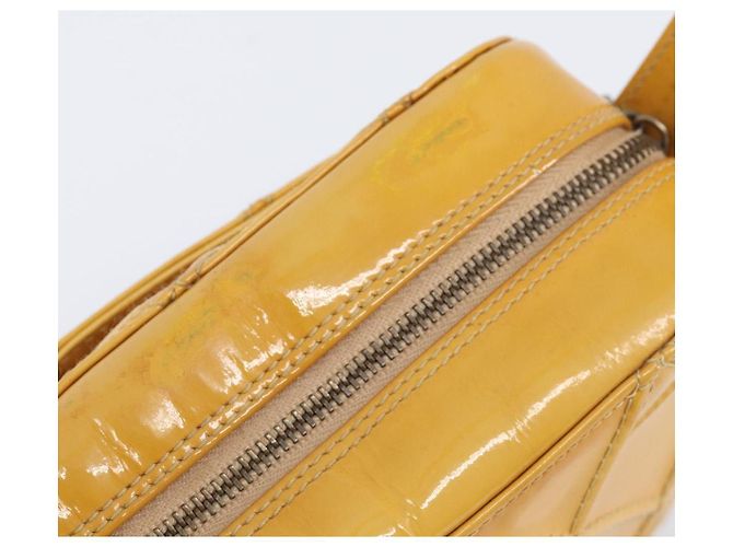 Borsa a tracolla CHANEL Matelasse Pelle verniciata Giallo Argento CC Auth bs37322 - vista 7