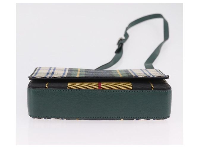 Borsa a tracolla BURBERRY Nova Check Canvas Green Silver Auth ka6391A Argento Verde - vista 10