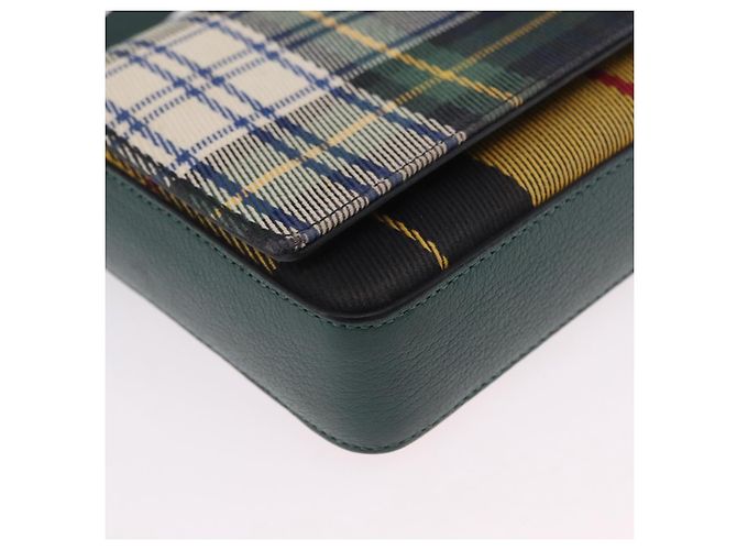 Borsa a tracolla BURBERRY Nova Check Canvas Green Silver Auth ka6391A Argento Verde - vista 11