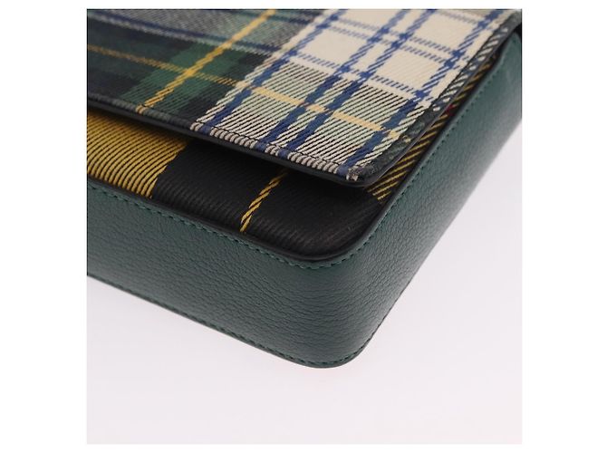 Borsa a tracolla BURBERRY Nova Check Canvas Green Silver Auth ka6391A Argento Verde - vista 12