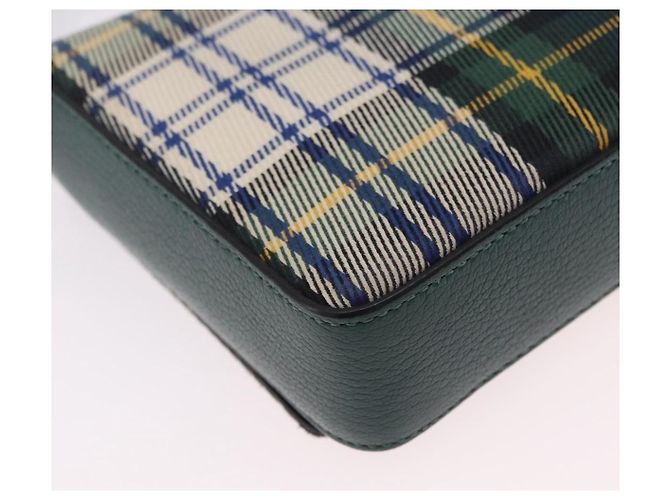 Borsa a tracolla BURBERRY Nova Check Canvas Green Silver Auth ka6391A Argento Verde - vista 13