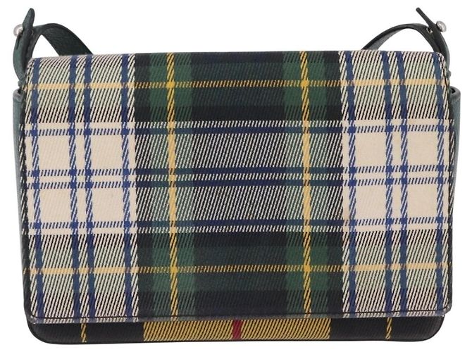 Borsa a tracolla BURBERRY Nova Check Canvas Green Silver Auth ka6391A Argento Verde - vista 2