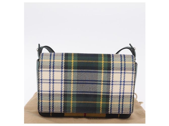 Borsa a tracolla BURBERRY Nova Check Canvas Green Silver Auth ka6391A Argento Verde - vista 27