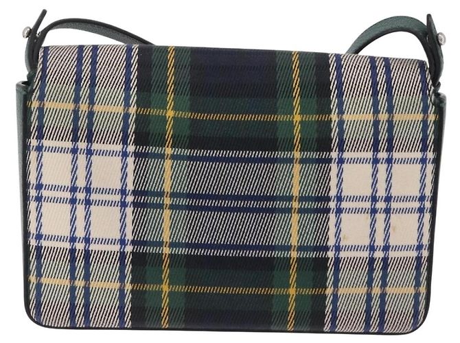 Borsa a tracolla BURBERRY Nova Check Canvas Green Silver Auth ka6391A Argento Verde - vista 3