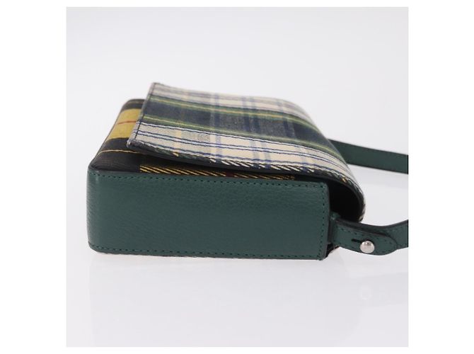 Borsa a tracolla BURBERRY Nova Check Canvas Green Silver Auth ka6391A Argento Verde - vista 4