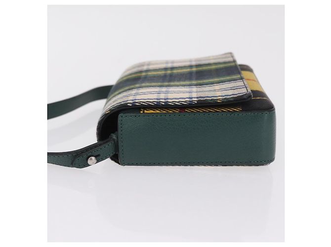 Borsa a tracolla BURBERRY Nova Check Canvas Green Silver Auth ka6391A Argento Verde - vista 5