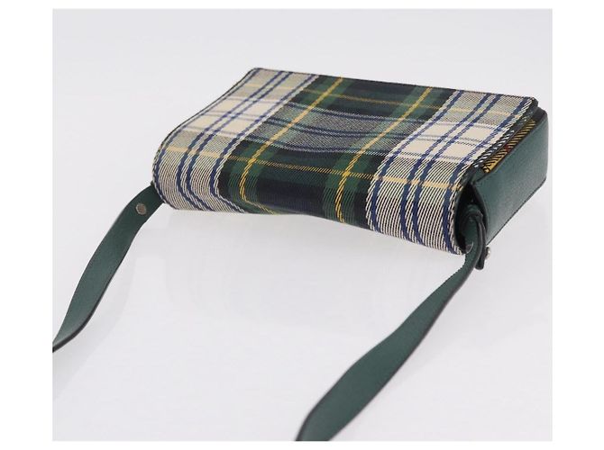 Borsa a tracolla BURBERRY Nova Check Canvas Green Silver Auth ka6391A Argento Verde - vista 6