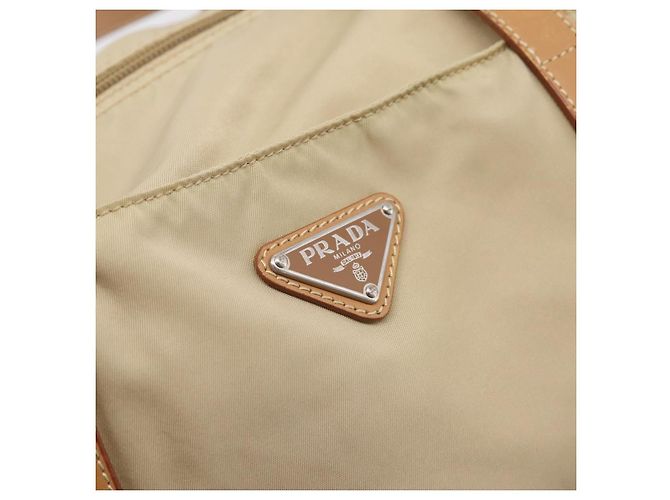 Sac Tote PRADA Nylon Beige Silver Auth 206281A Argenté - vue 14