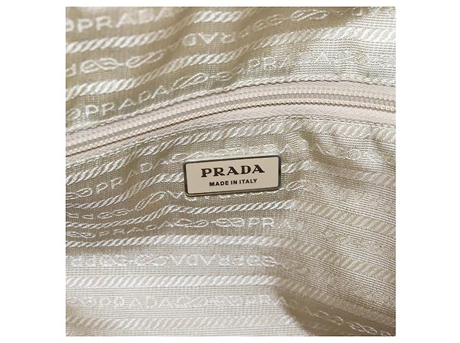 Sac Tote PRADA Nylon Beige Silver Auth 206281A Argenté - vue 16