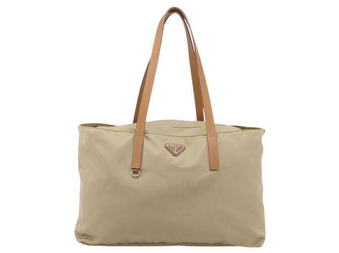 Sac Tote PRADA Nylon Beige Silver Auth 206281A Argenté - vue 2