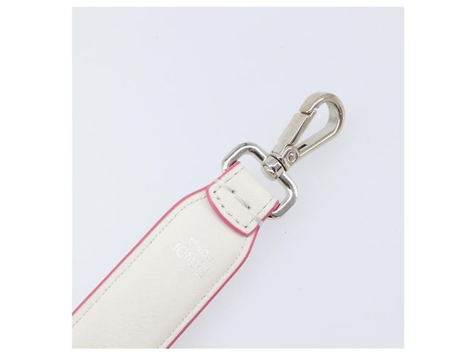 FENDI Strap You Shoulder Strap Leather 15.2"" White Silver Auth bs37389 Silvery - view 10