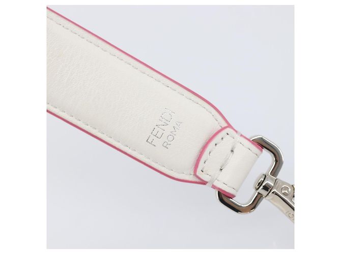 FENDI Strap You Shoulder Strap Leather 15.2"" White Silver Auth bs37389 Silvery - view 11