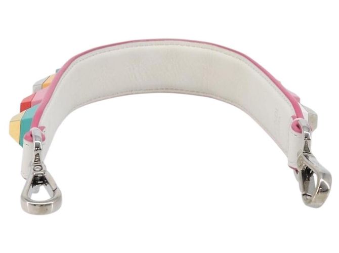 FENDI Strap You Shoulder Strap Leather 15.2"" White Silver Auth bs37389 Silvery - view 2