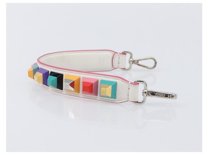 FENDI Strap You Shoulder Strap Leather 15.2"" White Silver Auth bs37389 Silvery - view 5