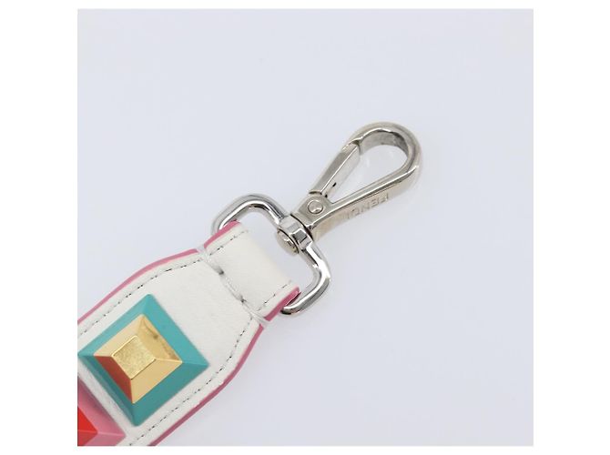 FENDI Strap You Shoulder Strap Leather 15.2"" White Silver Auth bs37389 Silvery - view 6