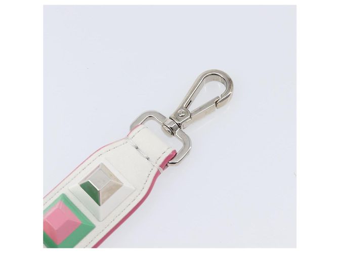 FENDI Strap You Shoulder Strap Leather 15.2"" White Silver Auth bs37389 Silvery - view 9