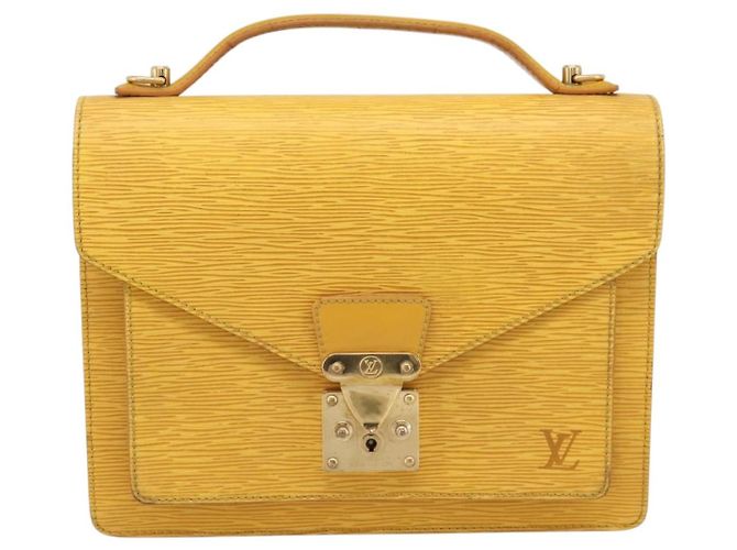 Borsa a mano LOUIS VUITTON Epi Monceau28 2way Gialla M52129 LV Auth bs37379 Giallo - vista 13