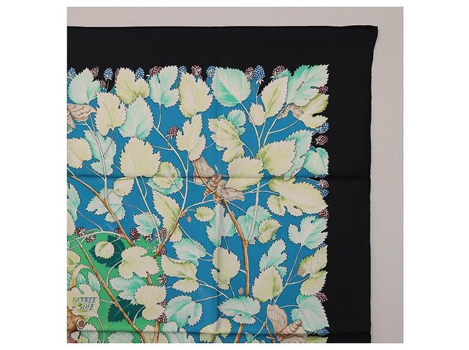 Hermès HERMES Carre 90 Seidentuch Schwarz Blau "L'ARBRE de SOIE" Auth ki6867M - Ansicht 4