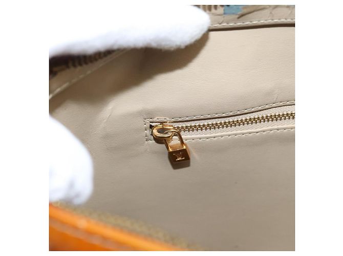 LOUIS VUITTON Monogram Vernis Houston Hand Bag Beige M91004 LV Auth bs37344 - vista 24
