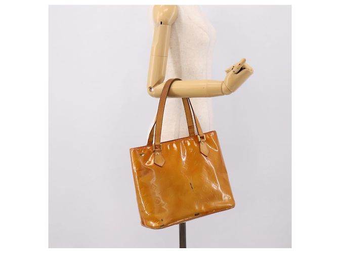 LOUIS VUITTON Monogram Vernis Houston Hand Bag Beige M91004 LV Auth bs37344 - vista 27