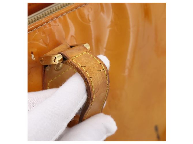 LOUIS VUITTON Monogram Vernis Houston Hand Bag Beige M91004 LV Auth bs37344 - vista 8