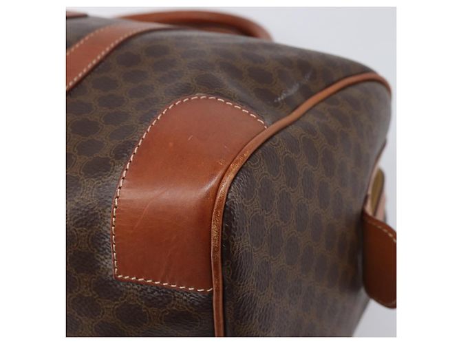 Céline Bolso Boston CELINE Macadam Canvas PVC Leather Brown Gold Auth 204211A Castaño Dorado - vista 10