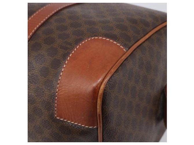 Céline Bolso Boston CELINE Macadam Canvas PVC Leather Brown Gold Auth 204211A Castaño Dorado - vista 12