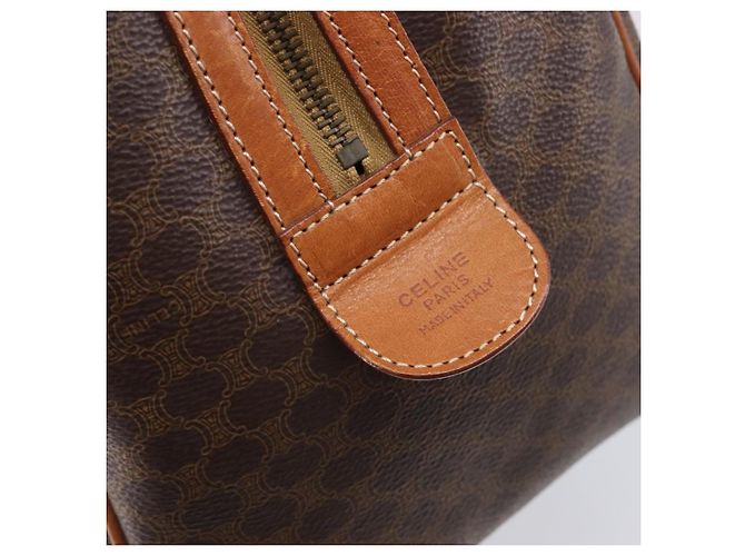 Céline Bolso Boston CELINE Macadam Canvas PVC Leather Brown Gold Auth 204211A Castaño Dorado - vista 14