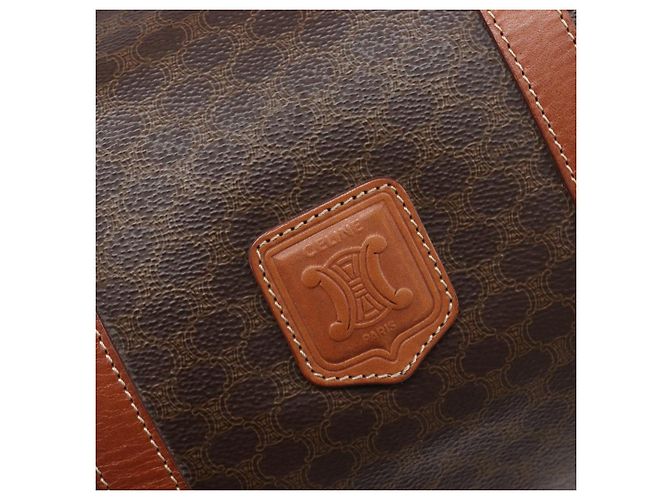 Céline Bolso Boston CELINE Macadam Canvas PVC Leather Brown Gold Auth 204211A Castaño Dorado - vista 16