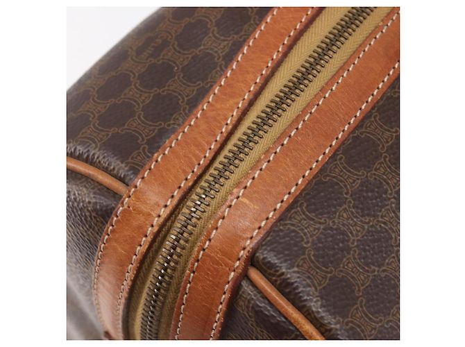 Céline Bolso Boston CELINE Macadam Canvas PVC Leather Brown Gold Auth 204211A Castaño Dorado - vista 17