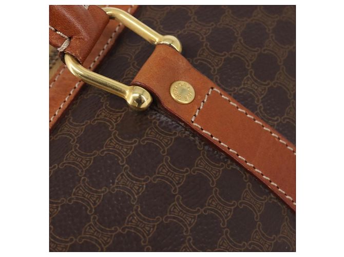 Céline Bolso Boston CELINE Macadam Canvas PVC Leather Brown Gold Auth 204211A Castaño Dorado - vista 18