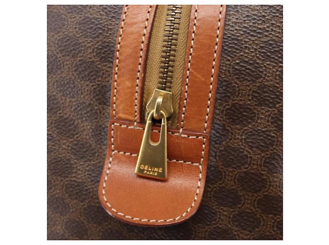 Céline Bolso Boston CELINE Macadam Canvas PVC Leather Brown Gold Auth 204211A Castaño Dorado - vista 19