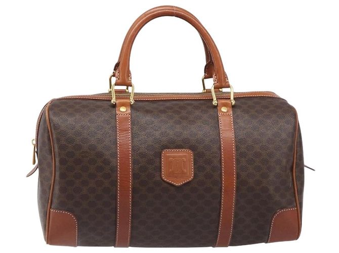 Céline Bolso Boston CELINE Macadam Canvas PVC Leather Brown Gold Auth 204211A Castaño Dorado - vista 2
