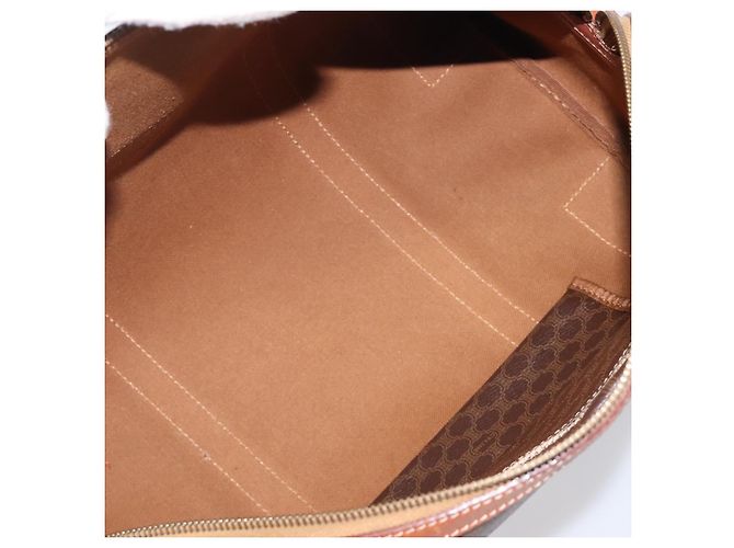 Céline Bolso Boston CELINE Macadam Canvas PVC Leather Brown Gold Auth 204211A Castaño Dorado - vista 20