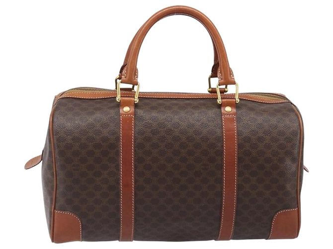 Céline Bolso Boston CELINE Macadam Canvas PVC Leather Brown Gold Auth 204211A Castaño Dorado - vista 3