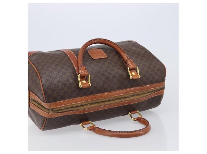 Céline Bolso Boston CELINE Macadam Canvas PVC Leather Brown Gold Auth 204211A Castaño Dorado - vista 6