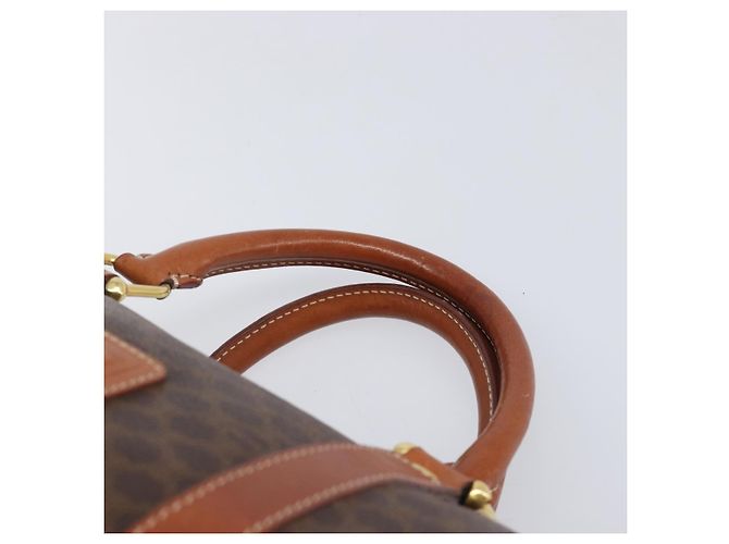 Céline Bolso Boston CELINE Macadam Canvas PVC Leather Brown Gold Auth 204211A Castaño Dorado - vista 8