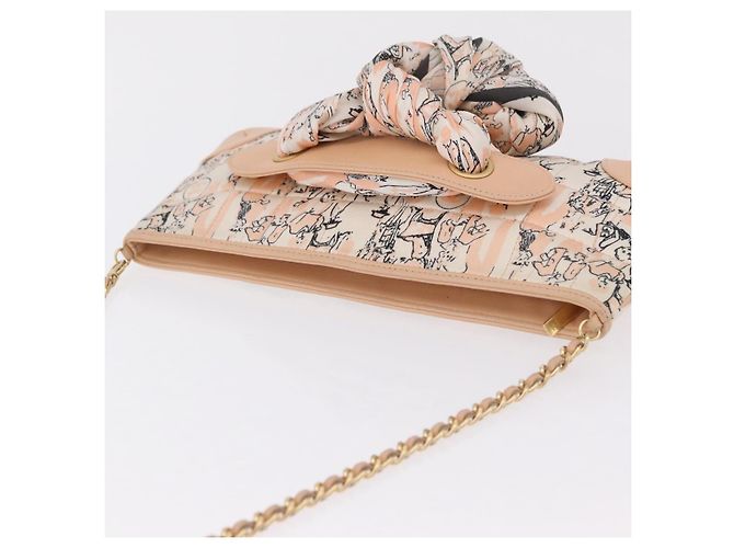CHANEL Choco Bar Chain Schultertasche Silk Pink Gold CC Auth 206258SAM Golden - Ansicht 6