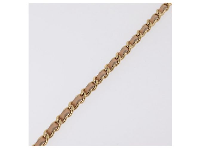 CHANEL Choco Bar Chain Schultertasche Silk Pink Gold CC Auth 206258SAM Golden - Ansicht 9