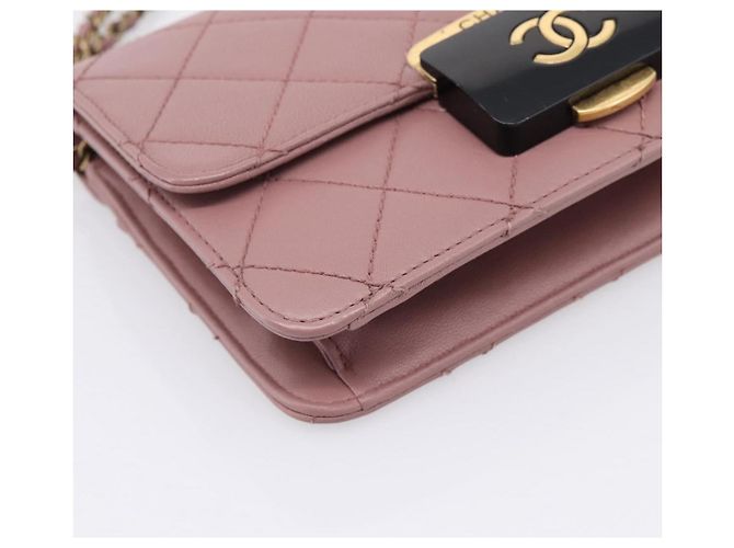 Borsa a tracolla CHANEL Matelasse con catena in pelle d'agnello Purple Gray CC Auth 206386V Marrone Porpora - vista 11