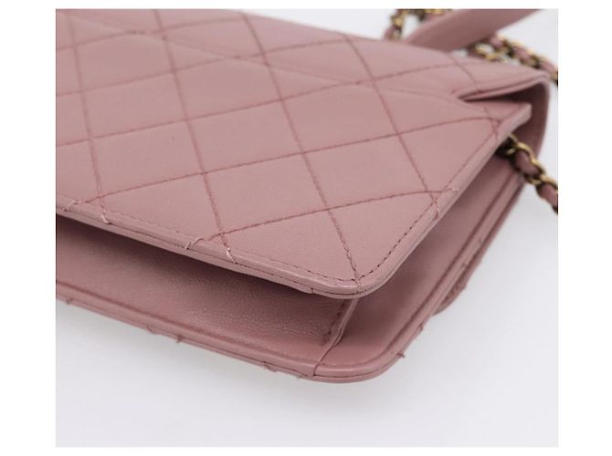 Borsa a tracolla CHANEL Matelasse con catena in pelle d'agnello Purple Gray CC Auth 206386V Marrone Porpora - vista 12