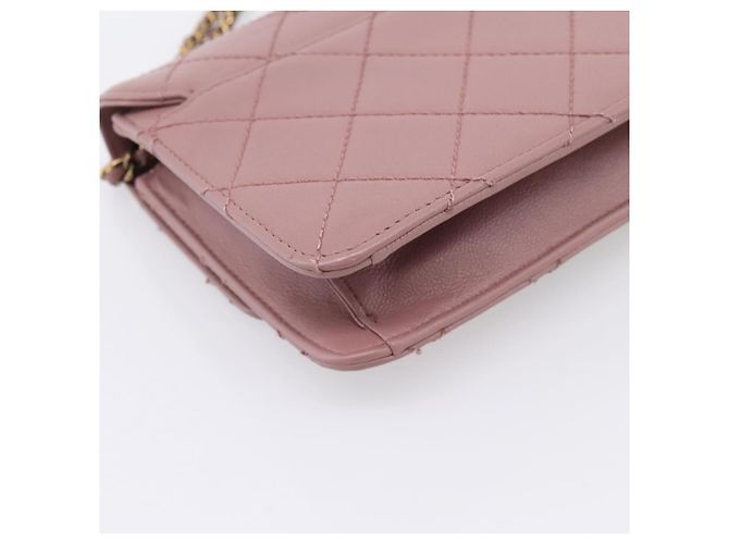 Borsa a tracolla CHANEL Matelasse con catena in pelle d'agnello Purple Gray CC Auth 206386V Marrone Porpora - vista 13