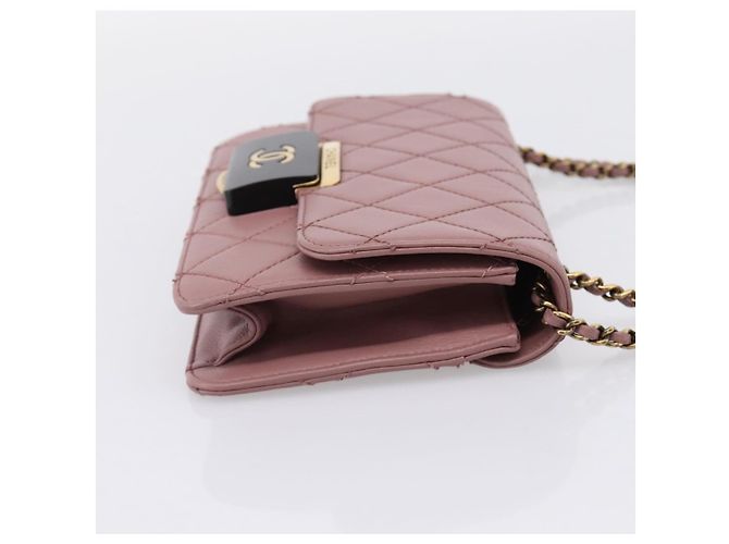 Borsa a tracolla CHANEL Matelasse con catena in pelle d'agnello Purple Gray CC Auth 206386V Marrone Porpora - vista 5
