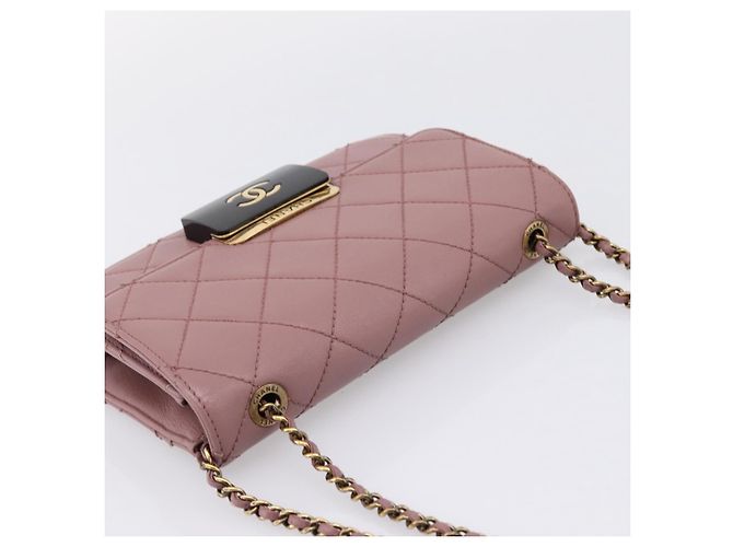 Borsa a tracolla CHANEL Matelasse con catena in pelle d'agnello Purple Gray CC Auth 206386V Marrone Porpora - vista 6