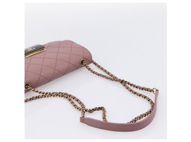 Borsa a tracolla CHANEL Matelasse con catena in pelle d'agnello Purple Gray CC Auth 206386V Marrone Porpora - vista 7