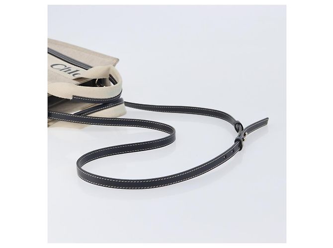 Chloé Borsa Chloe Woody Canvas 2way White Gold Auth ka6339 Bianco D'oro - vista 12